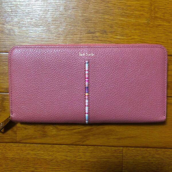 Paul Smith ポールスミス ラウンドファスナー長財布 エンポスレザー加工 ローズピンク