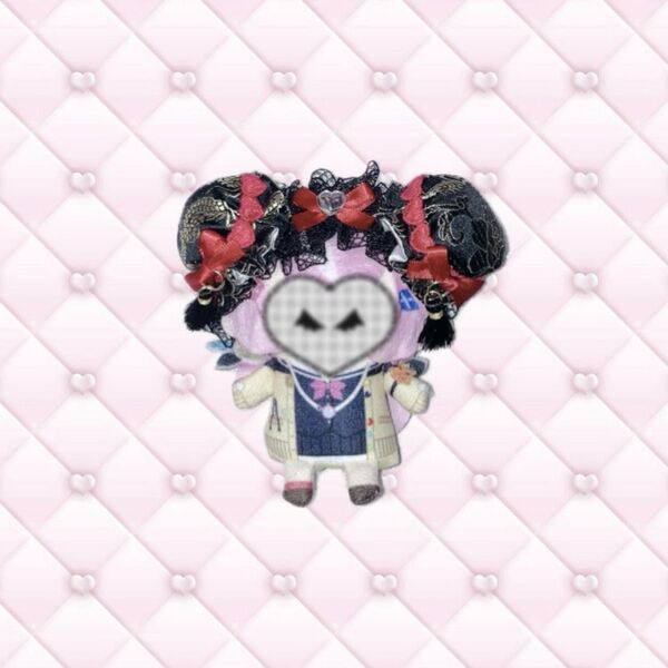 ぬい服 ヘッドドレス チャイナ 黒 赤