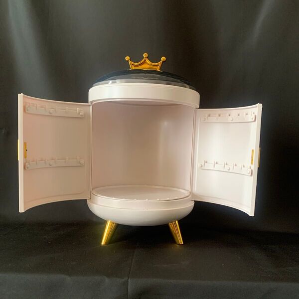 ◆新品◆未使用◆アクセサリーやコスメ収納ボックス 姫系可愛い 大容量 扉付き クラウン ピンク プリンセス 魔法のステッキ収納