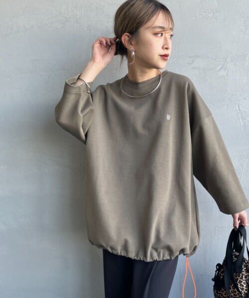 UNIVERSAL OVERALL/ユニバーサルオーバーオール 別注 7分袖 ドローコード付きポンチTシャツ 完売 カーキ色