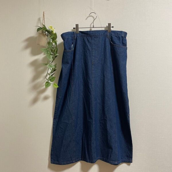 新品☆ロングスカート デニムスカート☆サイドポケット付きスカート☆大きいサイズ