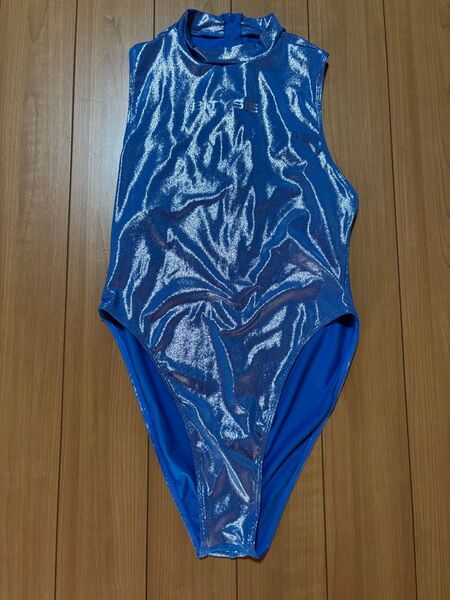 競泳水着 ハイネック ラメ ブルー XLーXXLサイズ