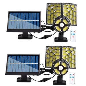 新2024 リモコン付き LEDソーラーライト LEDセンサーライト 防水 分離型 IP65防水 屋外照明 LED作業灯防犯ライト