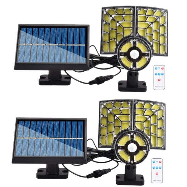 新2025 リモコン付き LEDソーラーライト LEDセンサーライト 防水 分離型 IP65防水 屋外照明 LED作業灯防犯ライト