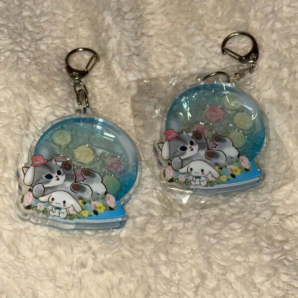 mofusand×サンリオキャラクターズ アクリルプレートキーホルダー ~フラワードーム~ シナモンロール×2