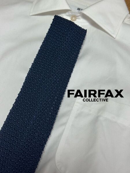 【極美品】フェアファクス ニットタイ ネイビー ソリッド