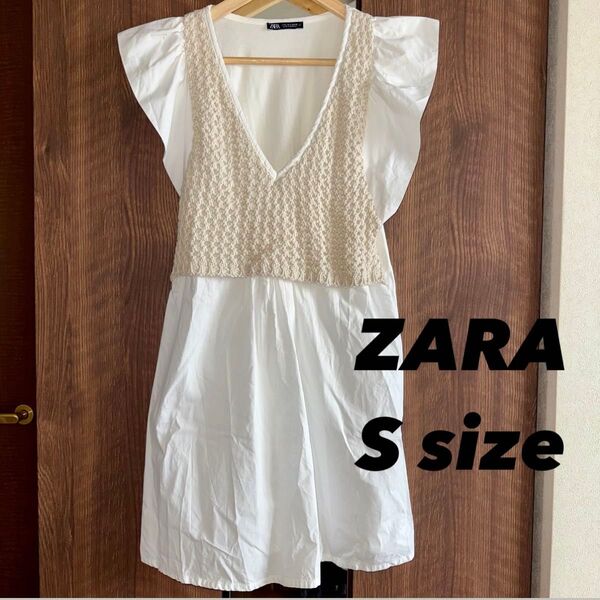 ZARA ワンピース Sサイズ ザラノースリーブワンピース
