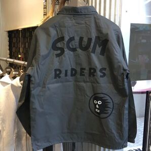 スカムボーイタトゥー×パンダベアーズ 「スカムライダース」セメント ナイロン製 コーチジャケット 新品 グレー