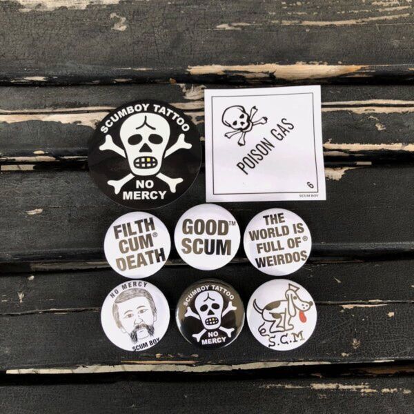 SCUMBOY TATTOO スカムボーイ タトゥー 缶バッジ&ステッカー セット 缶バッチ ピンバッジ