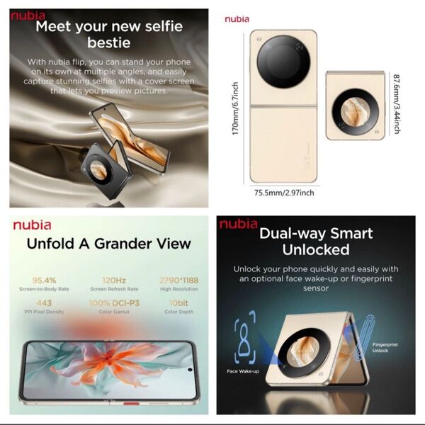 【新品未開封】nubia Flip 5G 8GB + 256GB Gold