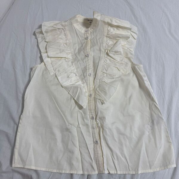 ブラウス ノースリーブ ホワイト トップス フリル レース MOUSSY