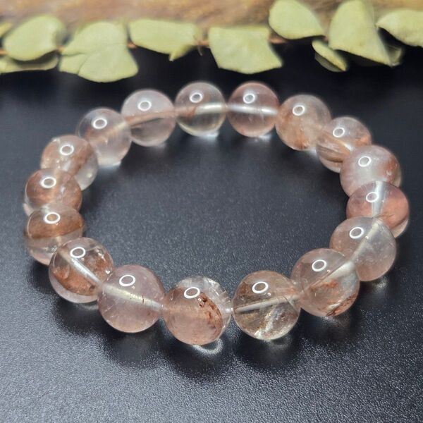 【超希少石/最強品質】大珠☆レッドライモナイトインクォーツ*約12mm* 天然石ブレスレット