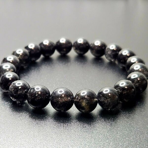 【超希少石/最強品質】ブラックルチルクォーツ*約10mm* 天然石ブレスレット