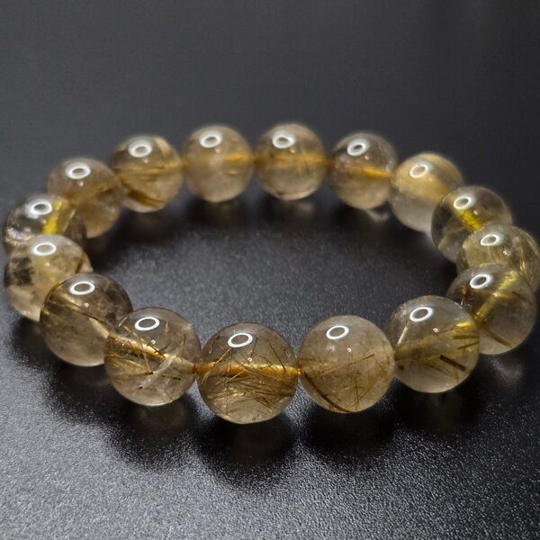 【超希少石/最強品質】大珠☆タイチンルチルクォーツ*約13mm* 天然石ブレスレット