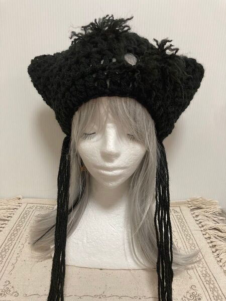 猫耳ダメージ帽子ハンドメイド