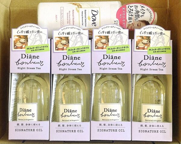 ダイアンボヌールヘア&ボディオイル90ml×4箱+オマケ(Doveジェルクレンジング1本)