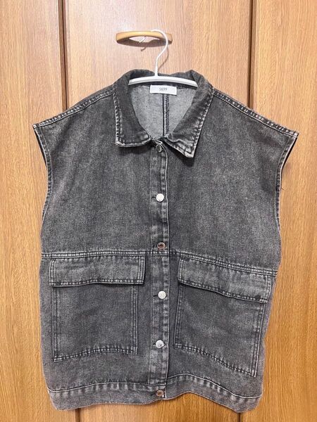 shepp ジージャン デニムジャケット ノースリーブ ビンテージ グレー 古着 デニムベスト