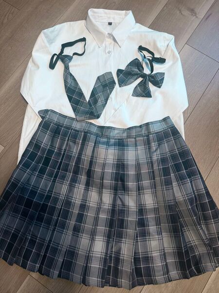 コスプレ 制服 上下セット グレーチェック 大きいサイズ