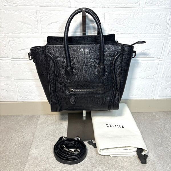 CELINE セリーヌ ラゲージ ナノショッパー ハンド/ショルダーバッグ 黒