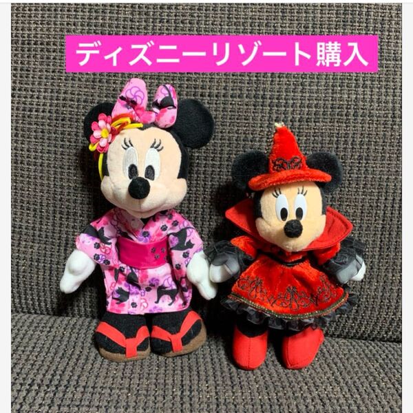 美品 ミニーマウス ぬいぐるみバッジ セット 浴衣 夏 ハロウィン ディズニー ミニーちゃん