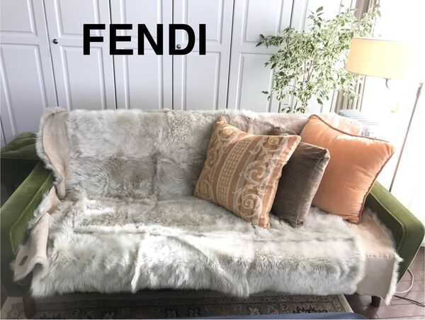 FENDI フェンディ ムートン ラム ブランケット ソファカバー マルチカバー ラグ