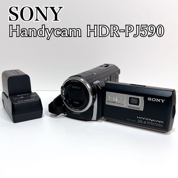 【動作確認済】SONY ソニー Handycam HDR-PJ590 ビデオカメラ ハンディカム 黒 充電器 バッテリー