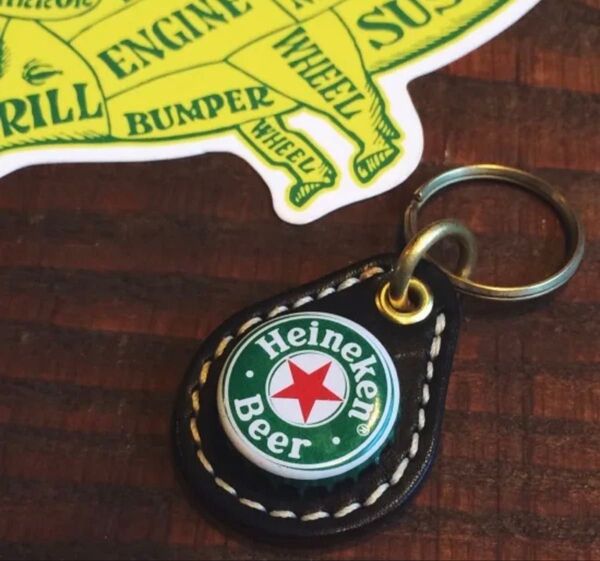 鍵 キー ボトルキャップキーリング ハイネケン レザー USA アメリカ キーホルダー キーリング