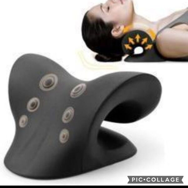 【ご自宅でたった5分セルフ整体】首枕 ストレートネック ネックピロー ストレッチ 肩甲骨 首こり 肩こり 伸ばす 高品質 黒