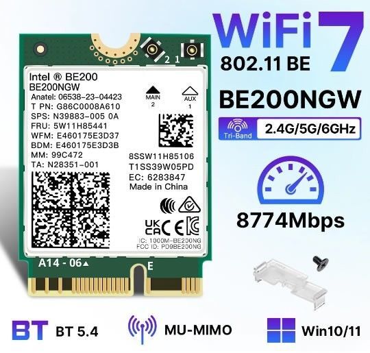 Wi-Fi 7 Bluetooth 5.4 BE200 Wifiカード BE200NGW