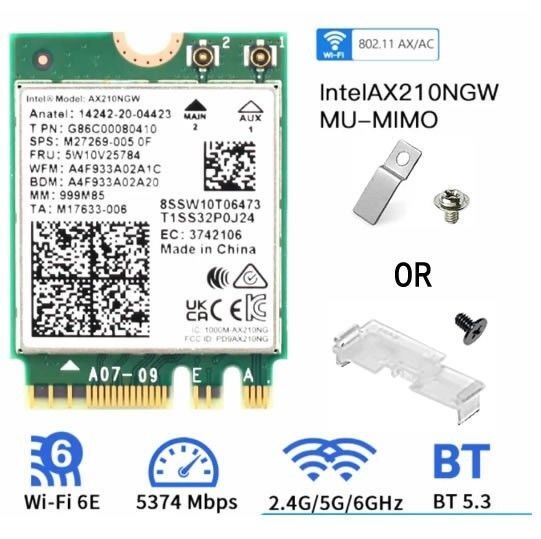 Intel Wi-Fi 6E AX210NGW 802.11AX 5400Mbps WiFi カード Bluetooth 5.3
