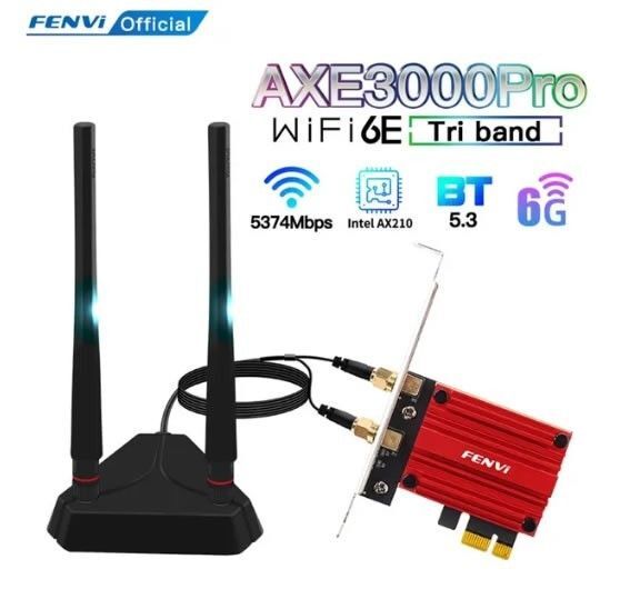 FENVI AX210搭載ボード BT5.3 WiFi 6E PCI-E 延長ケーブルマウンタ付き