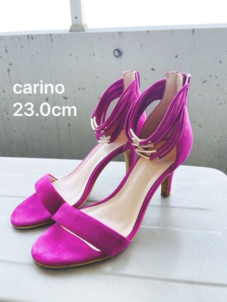 カリーノ 多重ストラップ ヒール サンダル 23cm ピンク 本革