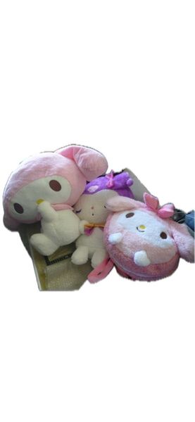 マイメロディ ふわふわ マカロンリュック ふりむき ヒミツ 超超BIG ぬいぐるみ まとめて タグ無し クロミ