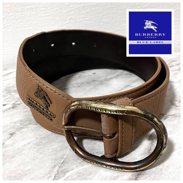 BURBERRY BLUE LABEL レザーベルト ロゴ刻印 ホースロゴ