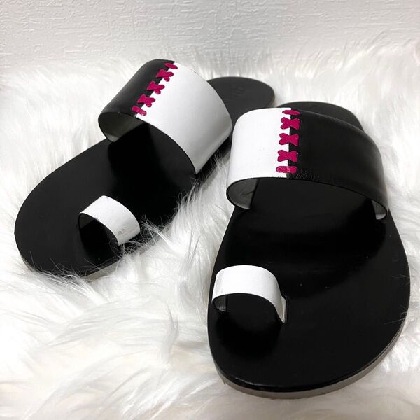 ミュウミュウ miumiu レザー 編み込み サンダル マルチカラー