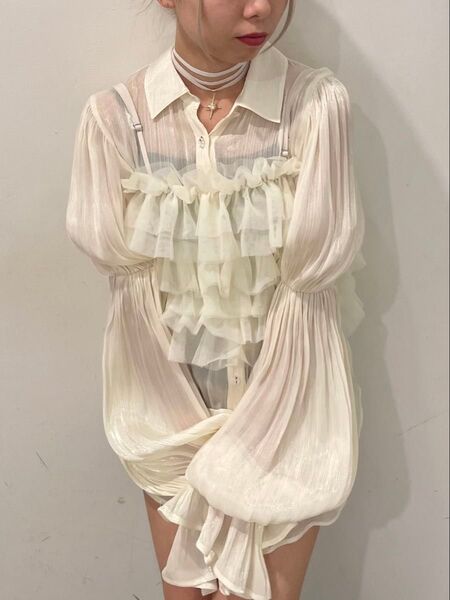 【新品】jouetie ボリュームスリーブシアーシャツ