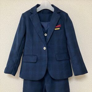 男の子 フォーマルスーツ ネイビー 3点セット 結婚式 入学式 110㎝