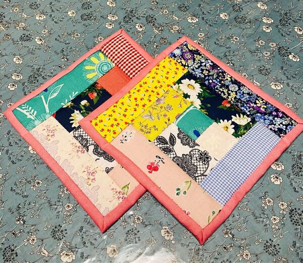パッチワーク 鍋敷き 2枚セット ハンドメイド