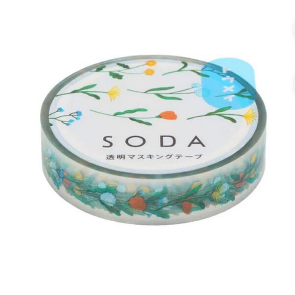 SODA 貼ってはがせる 透明 マスキングテープ オハナ 10mm×4m巻 マステ 手帳