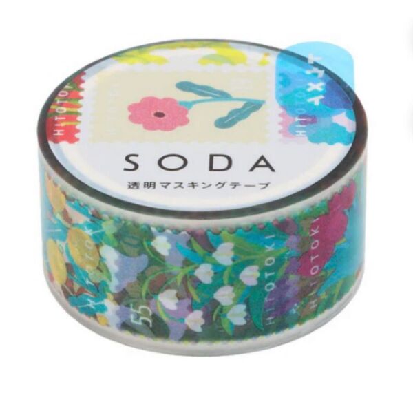 SODA 貼ってはがせる 透明 マスキングテープ キッテ 20mm×4m巻 マステ