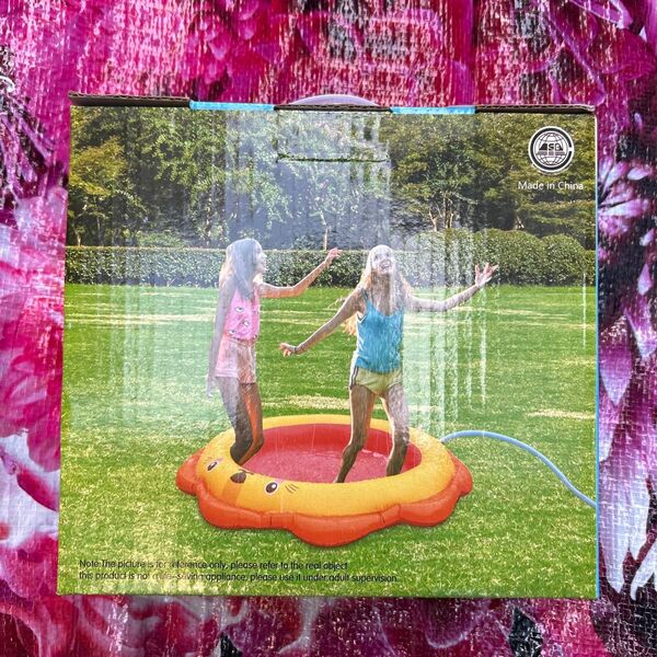 噴水マット 直径120cm 噴水 プール 子供プール 水遊び おもちゃ ビニールプール 夏対策 かわいいライオン柄