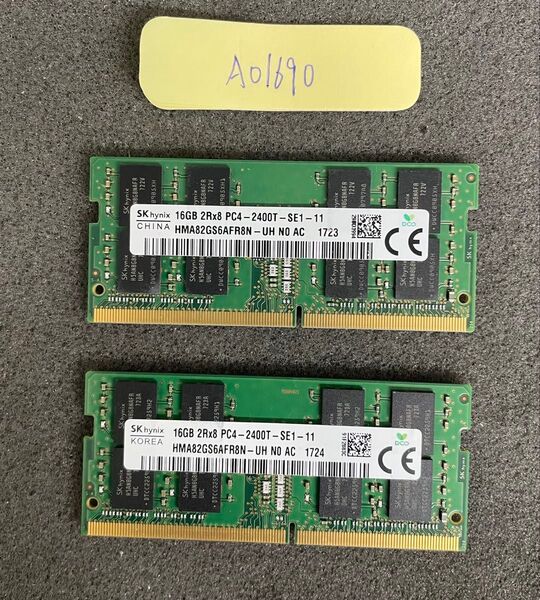 A01690/中古品/ノートパソコンメモリ-32GB/SK hynix/16GB-DDR4-2400T 2枚セット/動作確認済み