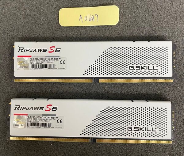 A01689/中古品/デスクトップメモリ-32GB/G.SKILL/16GB-DDR5-5200 2枚セット/動作確認済