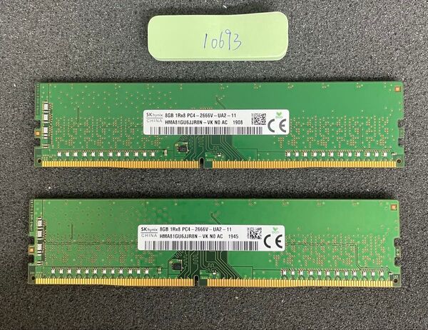 10693/中古品/デスクトップメモリ-16GB/SK hynix/8GB-DDR4-2666V 2枚セット/動作確認済み