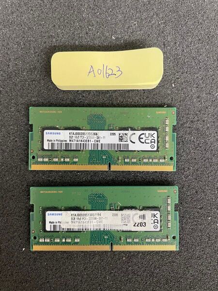 A01623/中古品/ノートパソコンメモリ-16GB/Samsung/8GB-DDR4-3200AA 2枚セット/動作確認済み