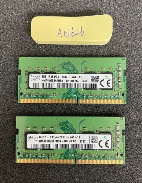 A01626/中古品/ノートパソコンメモリ-16GB/SKhynix/8GB-DDR4-2400T 2枚セット/動作確認済み