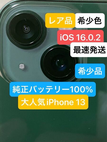 最終値下げiPhone 13グリーン128GBバッテリー100%SIMフリー 残債、ペット、喫煙、修理交換歴無し 消毒済み