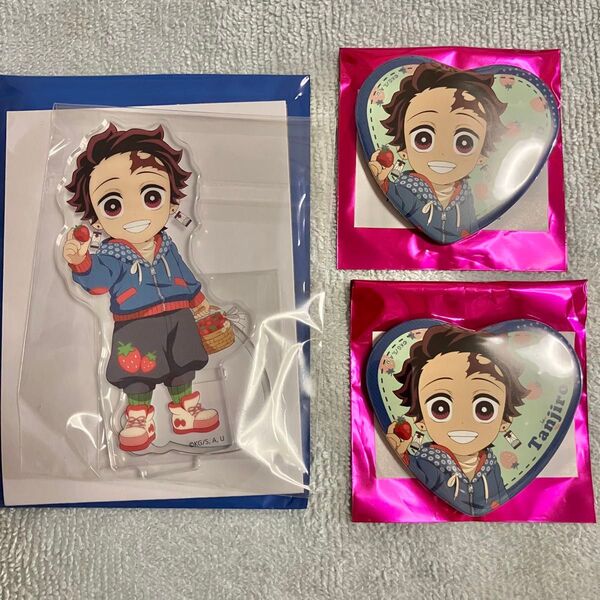 鬼滅の刃 ufotable ストロベリーフェスティバル ハート缶バッジ アクリルスタンド 竈門炭治郎
