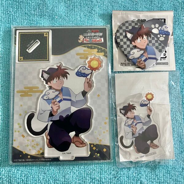 忍たま乱太郎 ナンジャタウン アクリルスタンド 土井半助の絵合わせゲーム ミニアクリルスタンド ハート缶バッジ 土井半助