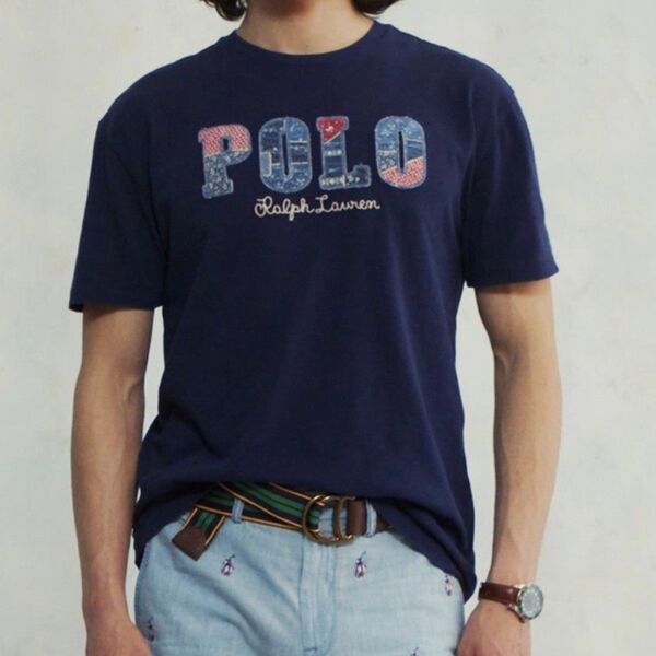 【新品タグ付き】POLO RALPH LAUREN ポロラルフローレン パッチワーク ロゴ 刺繍 Tシャツ 希少 L